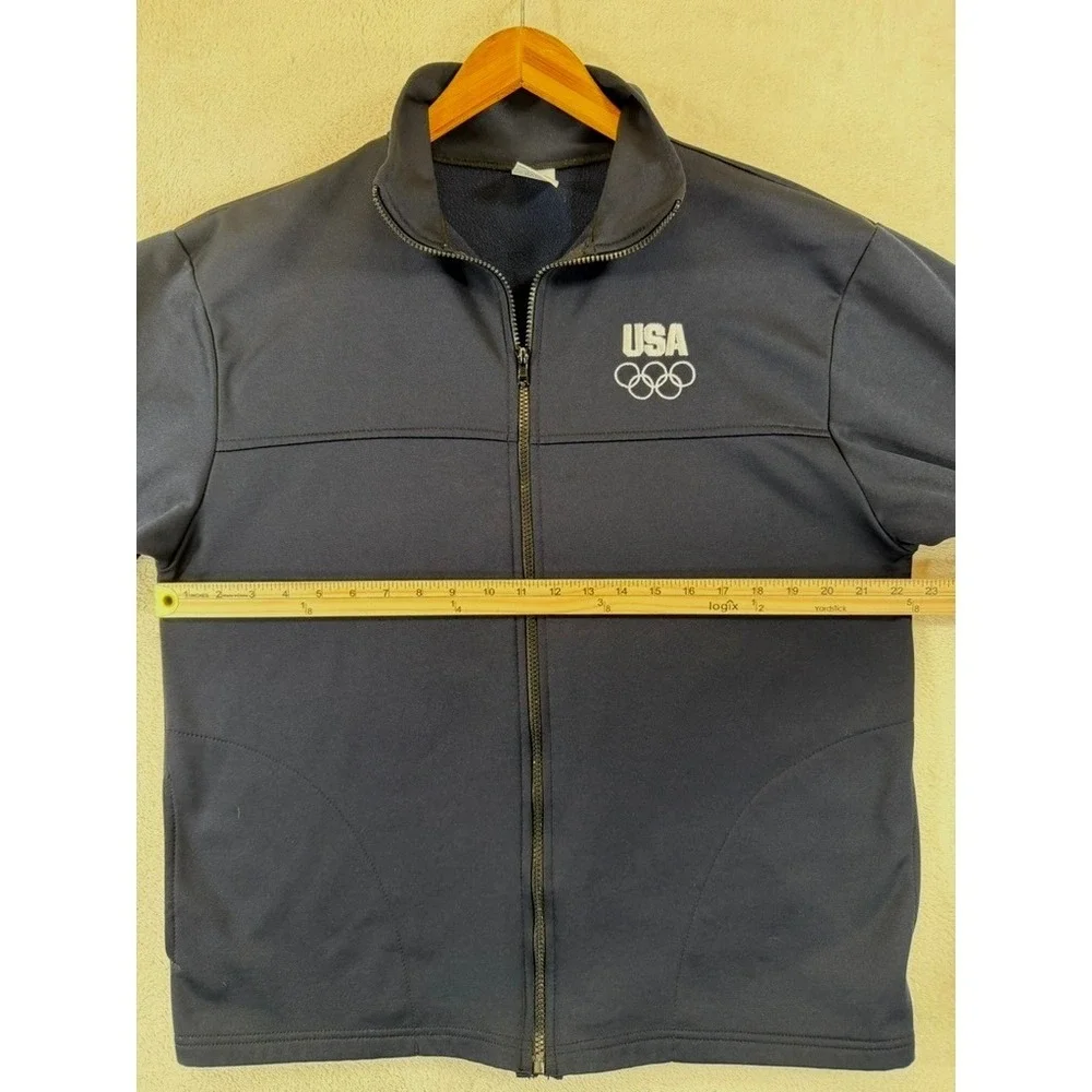 Vintage USA Olympic Committee Track Jacket Navy Blue Full Zip Mens L Made USA
